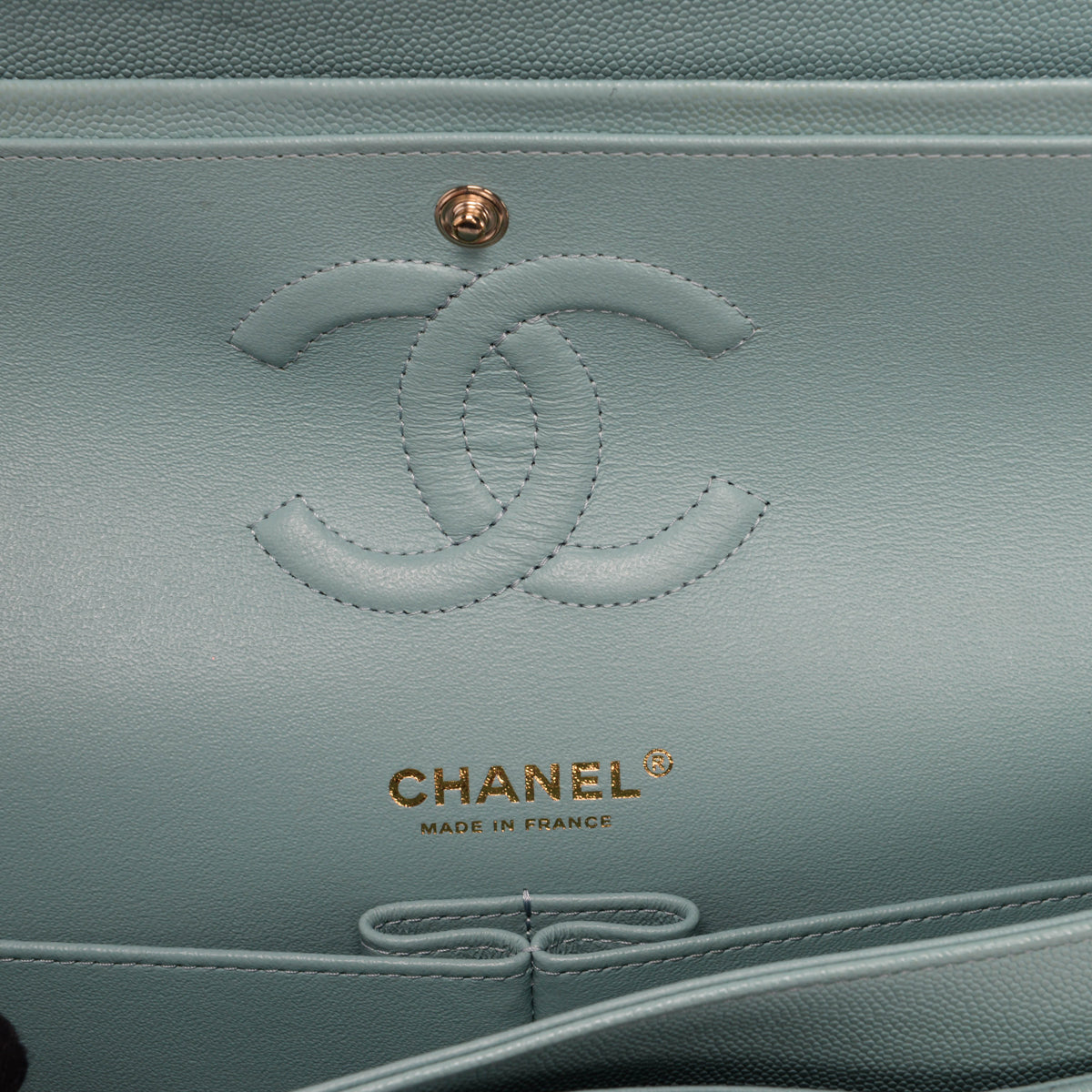 Chanel Tiffany Blue Quilted Caviar Medium Classic Flap Bag