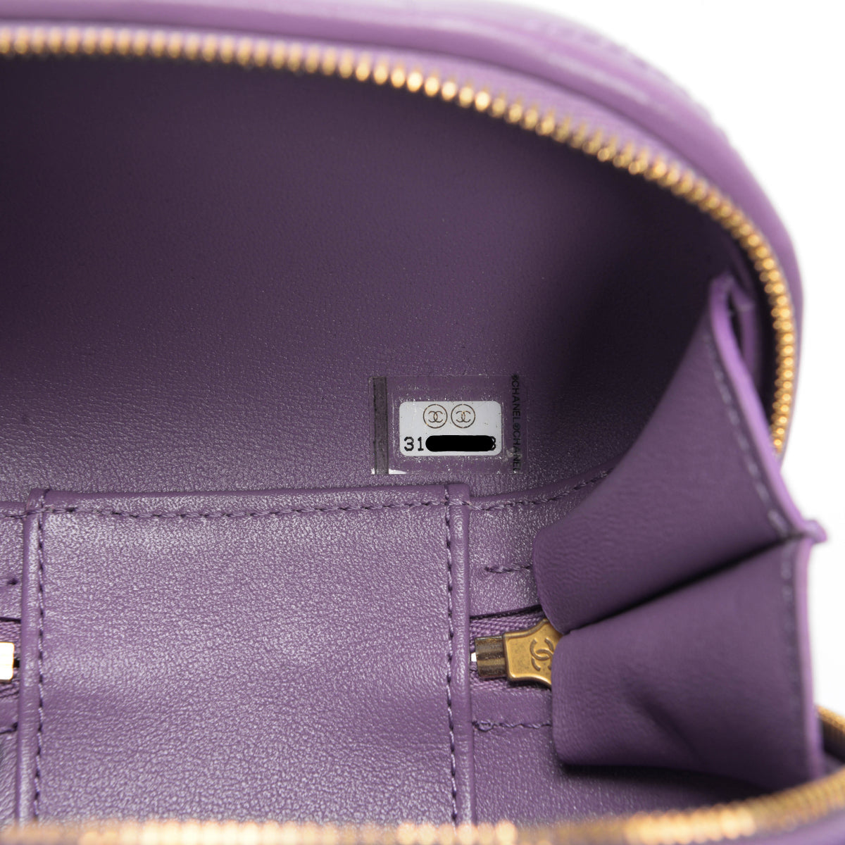 Chanel Purple Quilted Lambskin CC Bubble Vanity Case
