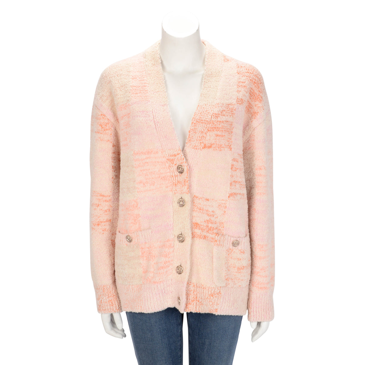 Chanel Pink Chenille Oversized Cardigan FR 36