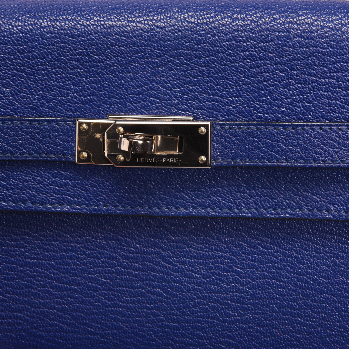 Hermes Blue Electric Chevre Mysore Kelly Wallet