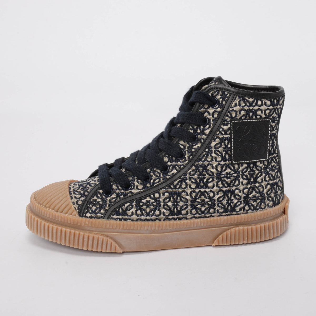 Loewe Navy Anagram Jacquard High Top Sneakers 35