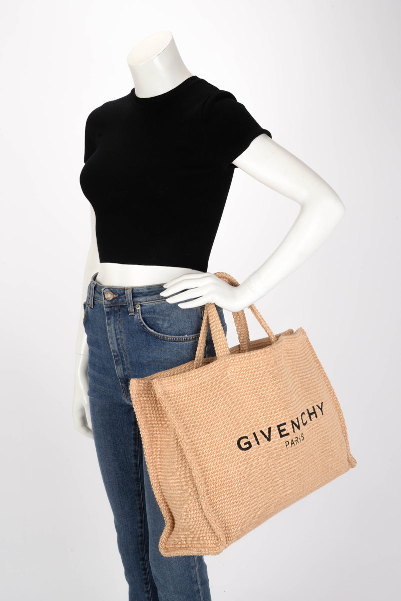 Givenchy Beige Raffia Large G Shopping Tote