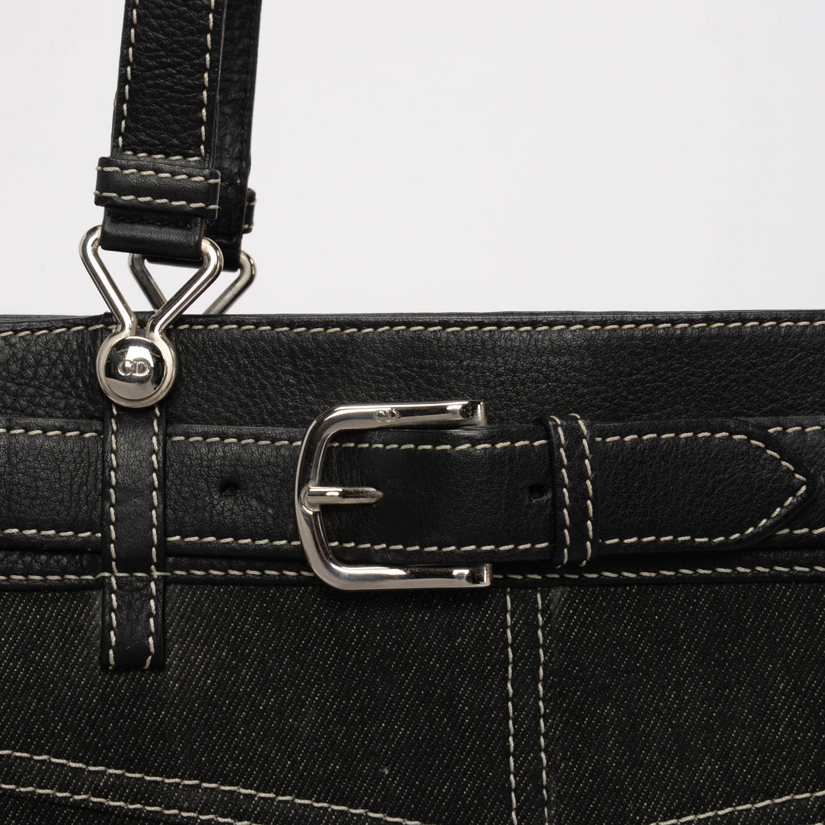 Dior Black Denim & Calfskin Belt Everyday Bag
