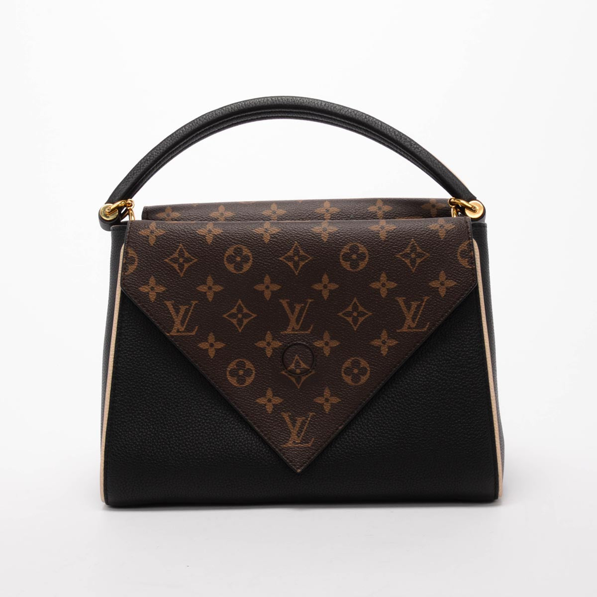 Louis Vuitton Black & Monogram Grained Calfskin Double V Bag