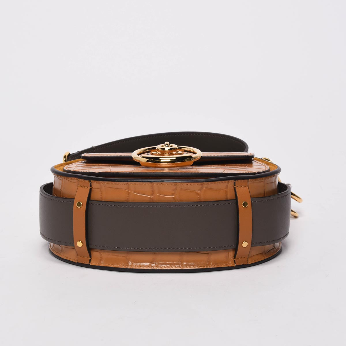Chloe Autumnal Brown Croc Embossed Small Tess Bag