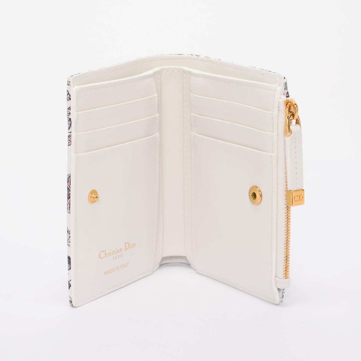 Dior White Butterfly Print Caro Dahlia Wallet