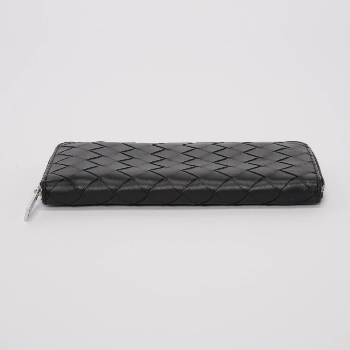Bottega Veneta Black Intrecciato Zip Around Wallet