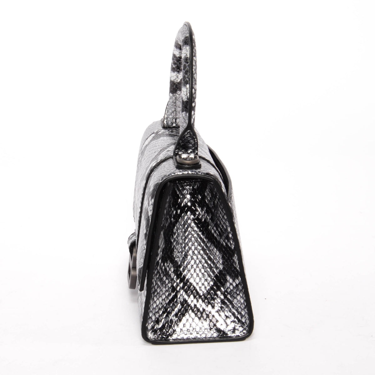 Balenciaga Silver Python Embossed Hourglass XS Bag