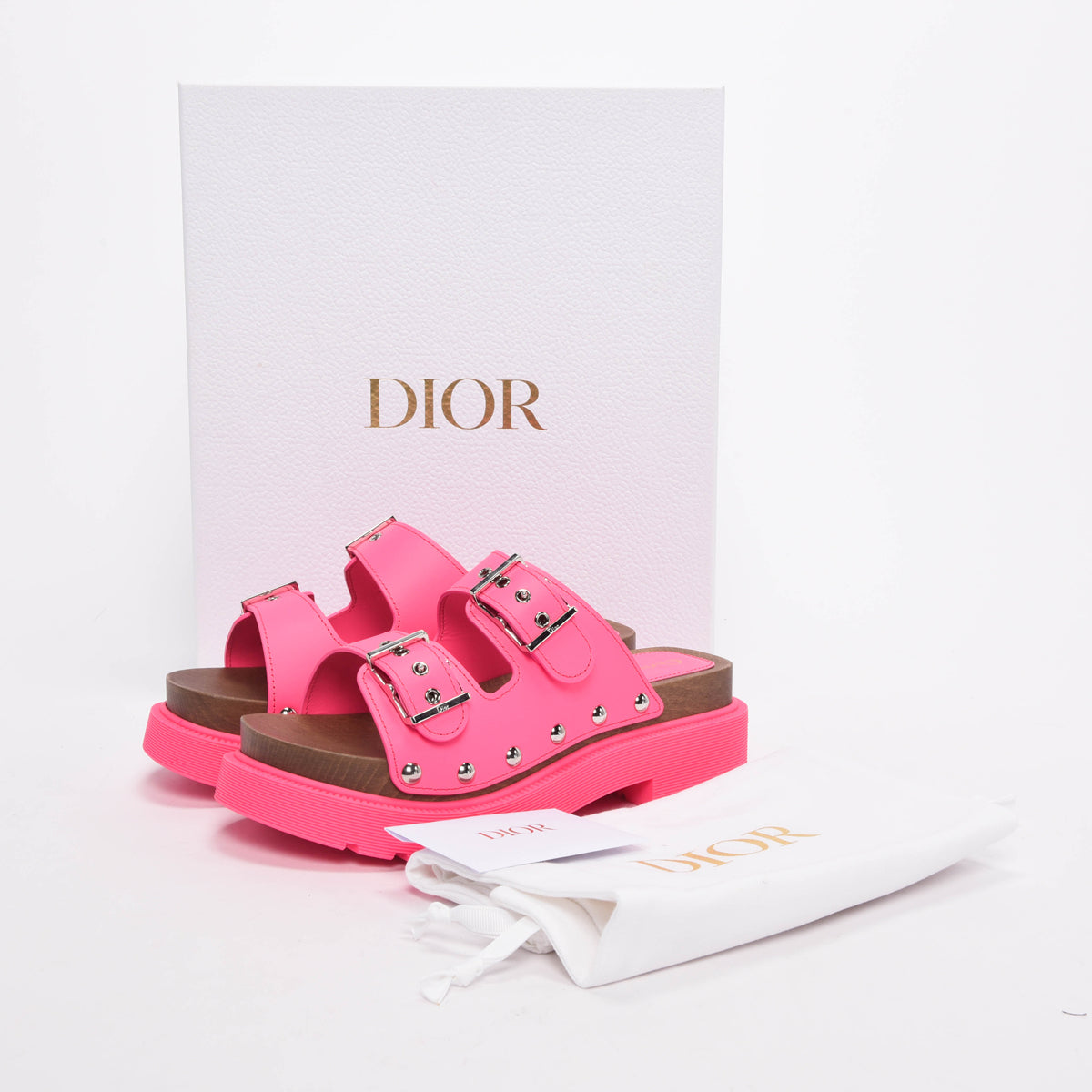 Dior Fuchsia Calfskin Diorquake Sandals 37