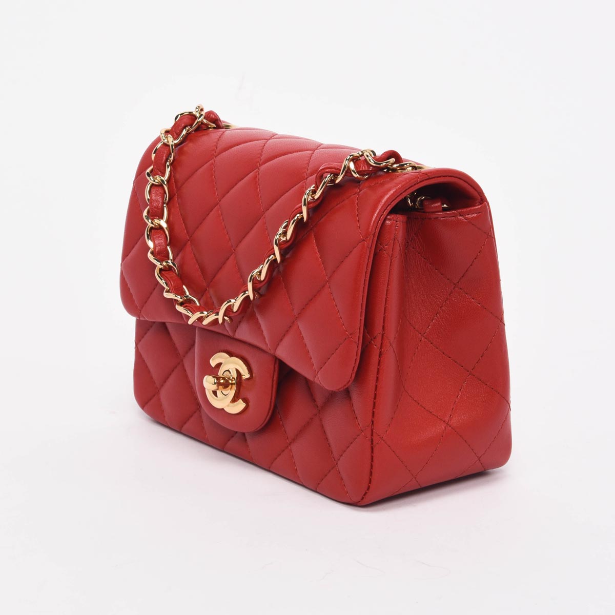 Chanel Red Quilted Lambskin Mini Flap Bag