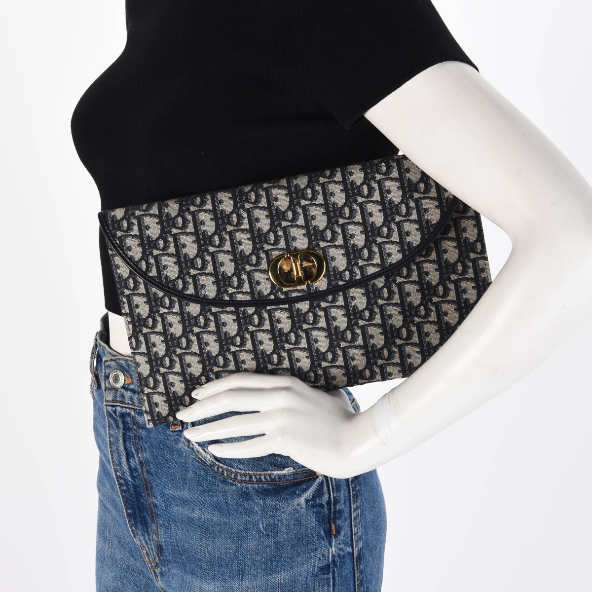 Dior Navy Oblique Jacquard 30 Montaigne Avenue Pouch