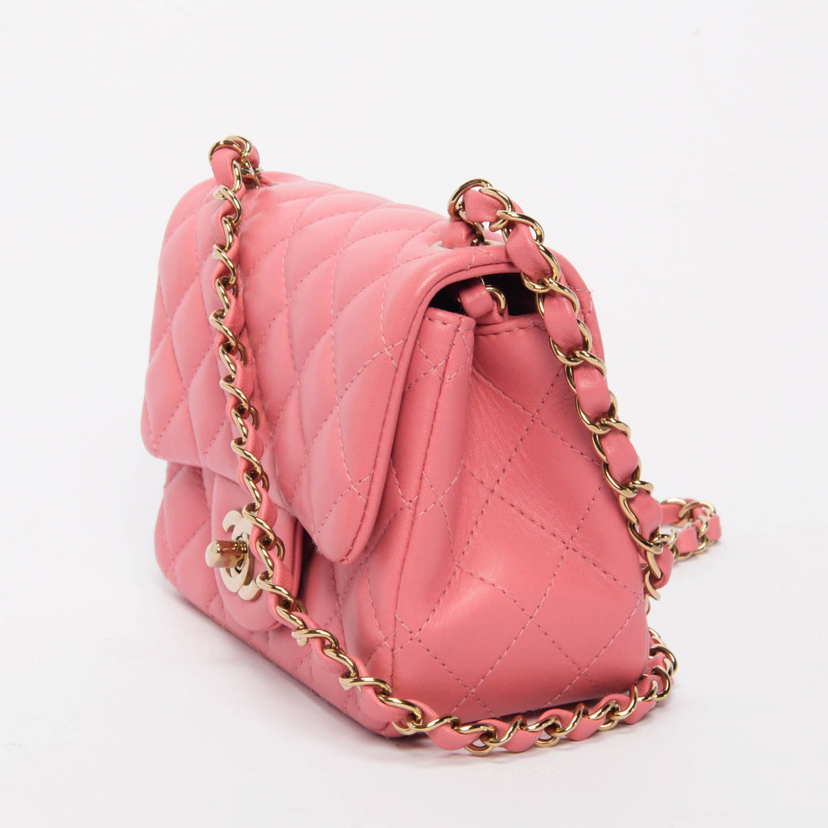 Chanel Pink Quilted Lambskin Mini Square Classic Flap Bag