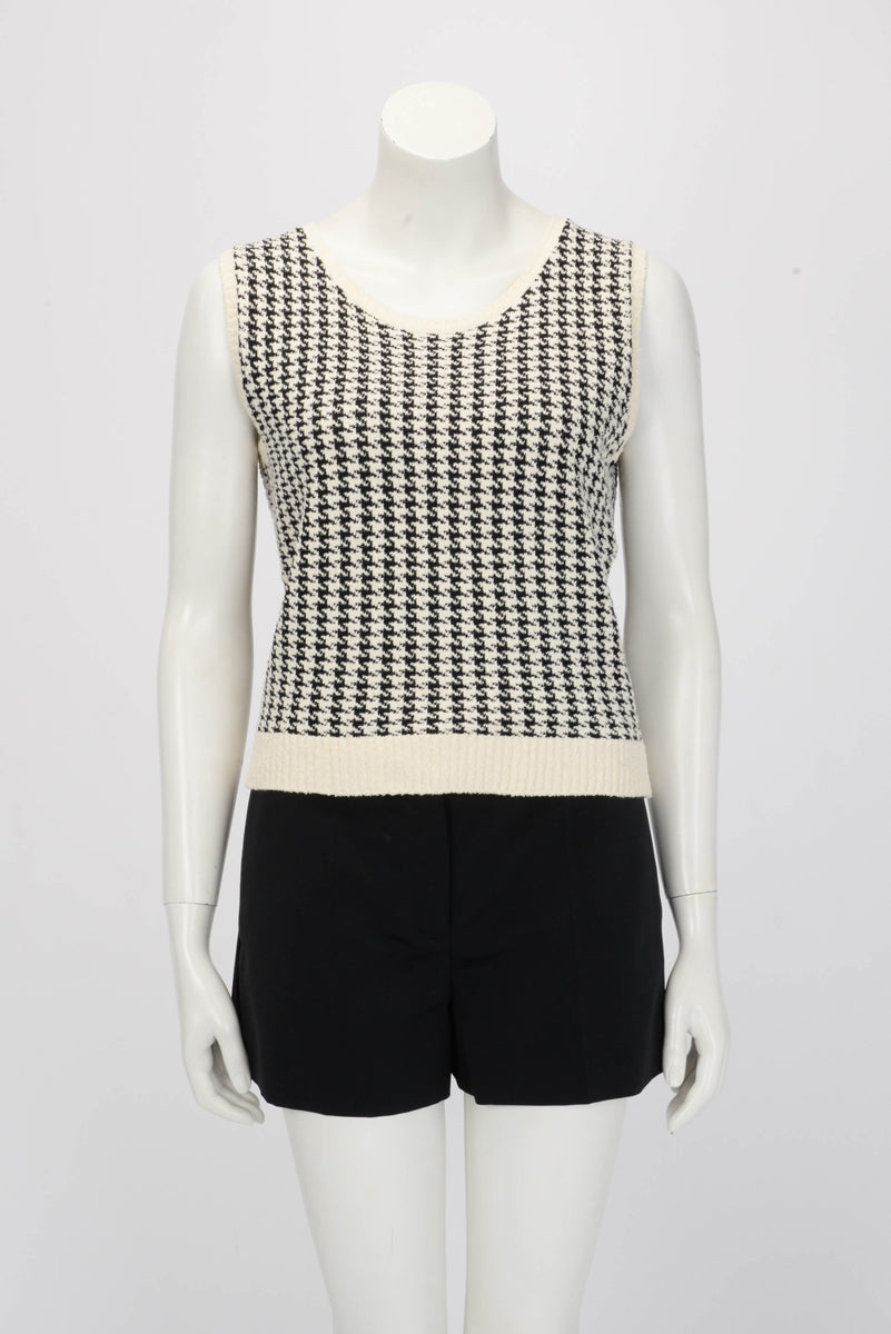 Dior Ivory & Black Technical Knit Houndstooth Twinset FR 42