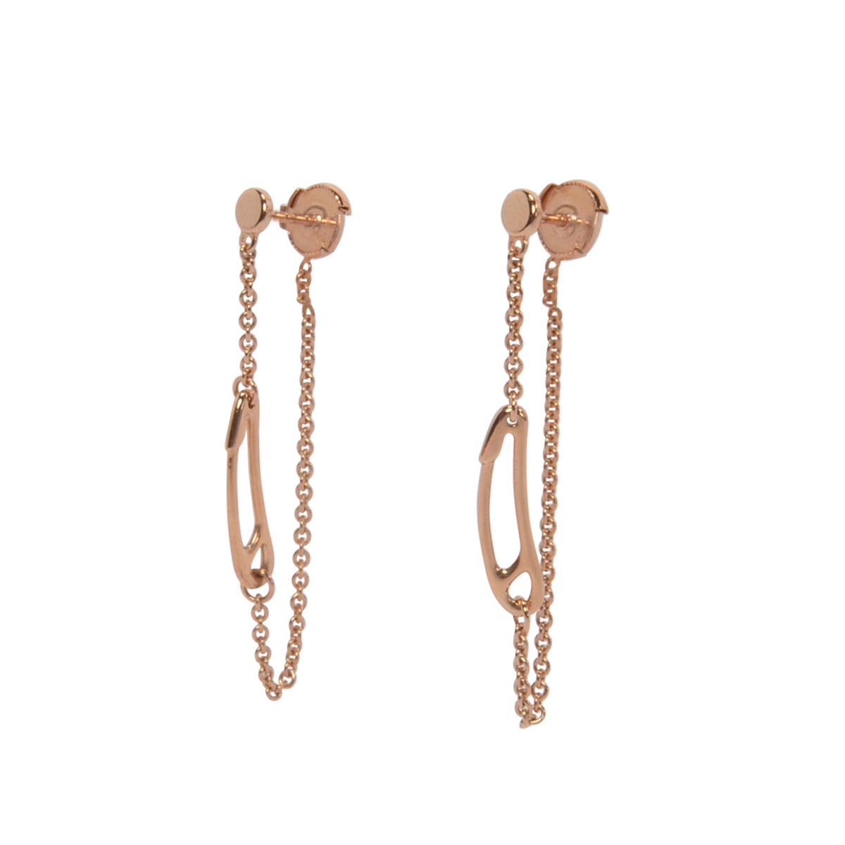 Hermes 18k Rose Gold Chaine D'ancre Mini Punk Earrings