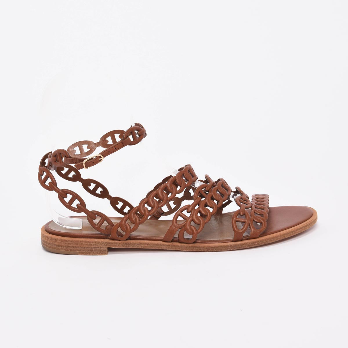 Hermes Brown Nappa Chaine d'Ancre Kalliste Sandals 40