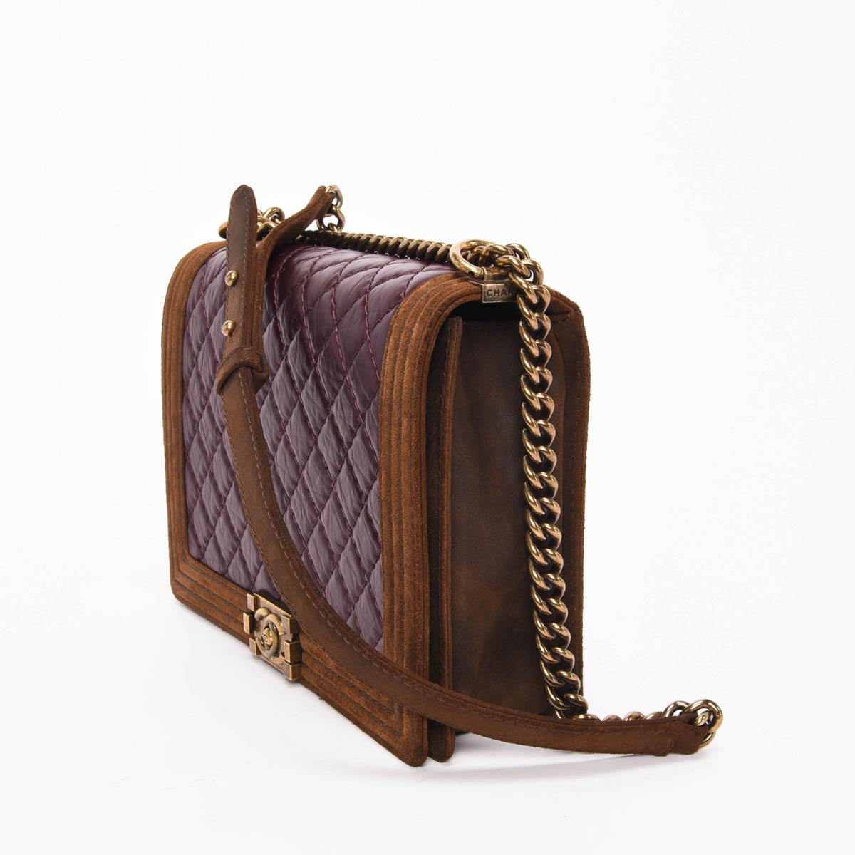 Chanel Burgundy Quilted Aged Calfskin Large Boy Bag