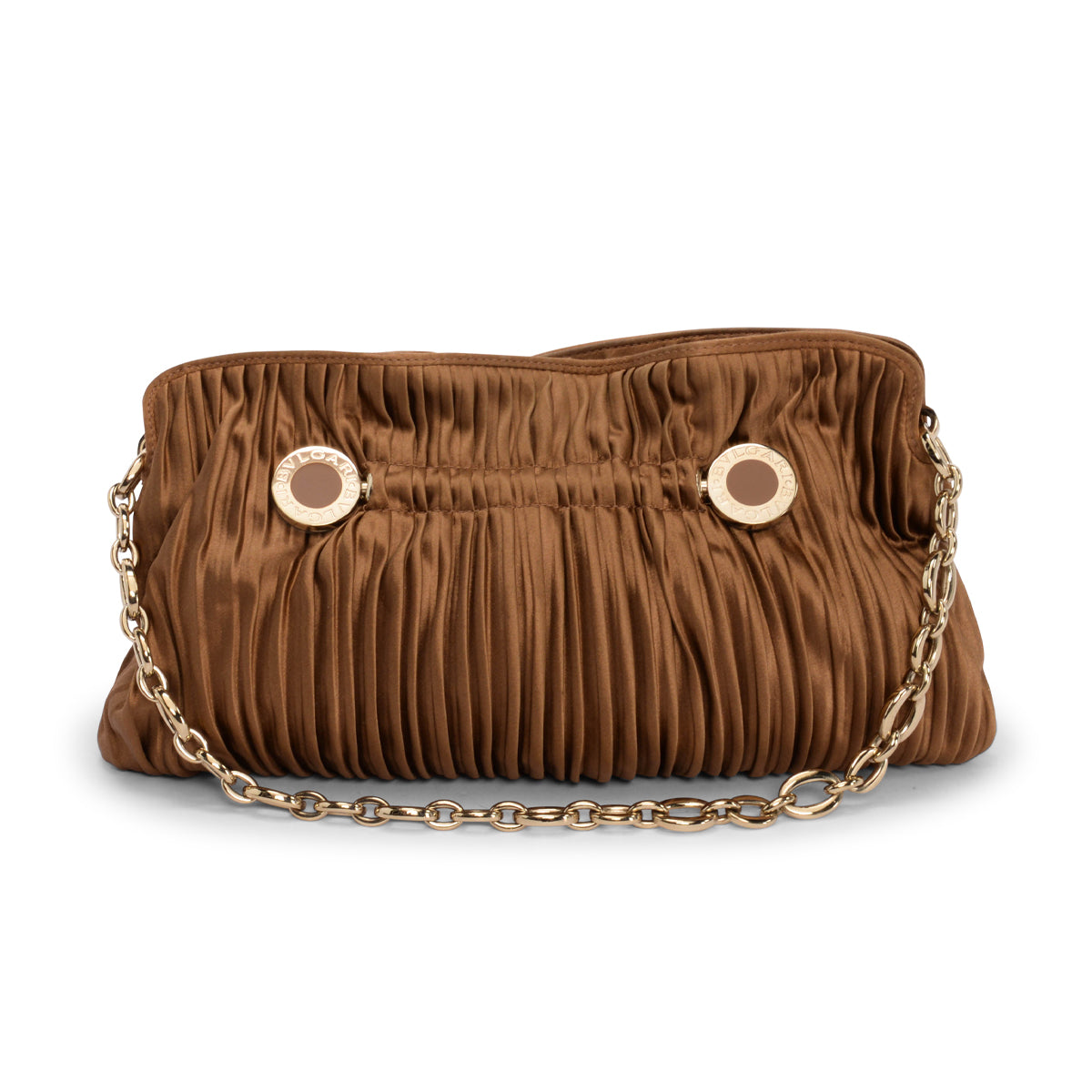 Bulgari Bronze Satin Plisse Clutch