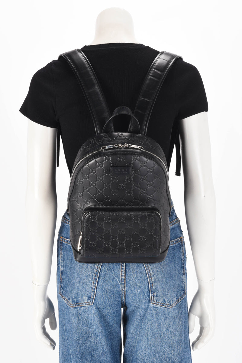 Gucci Black Guccissima Small Signature Day Backpack