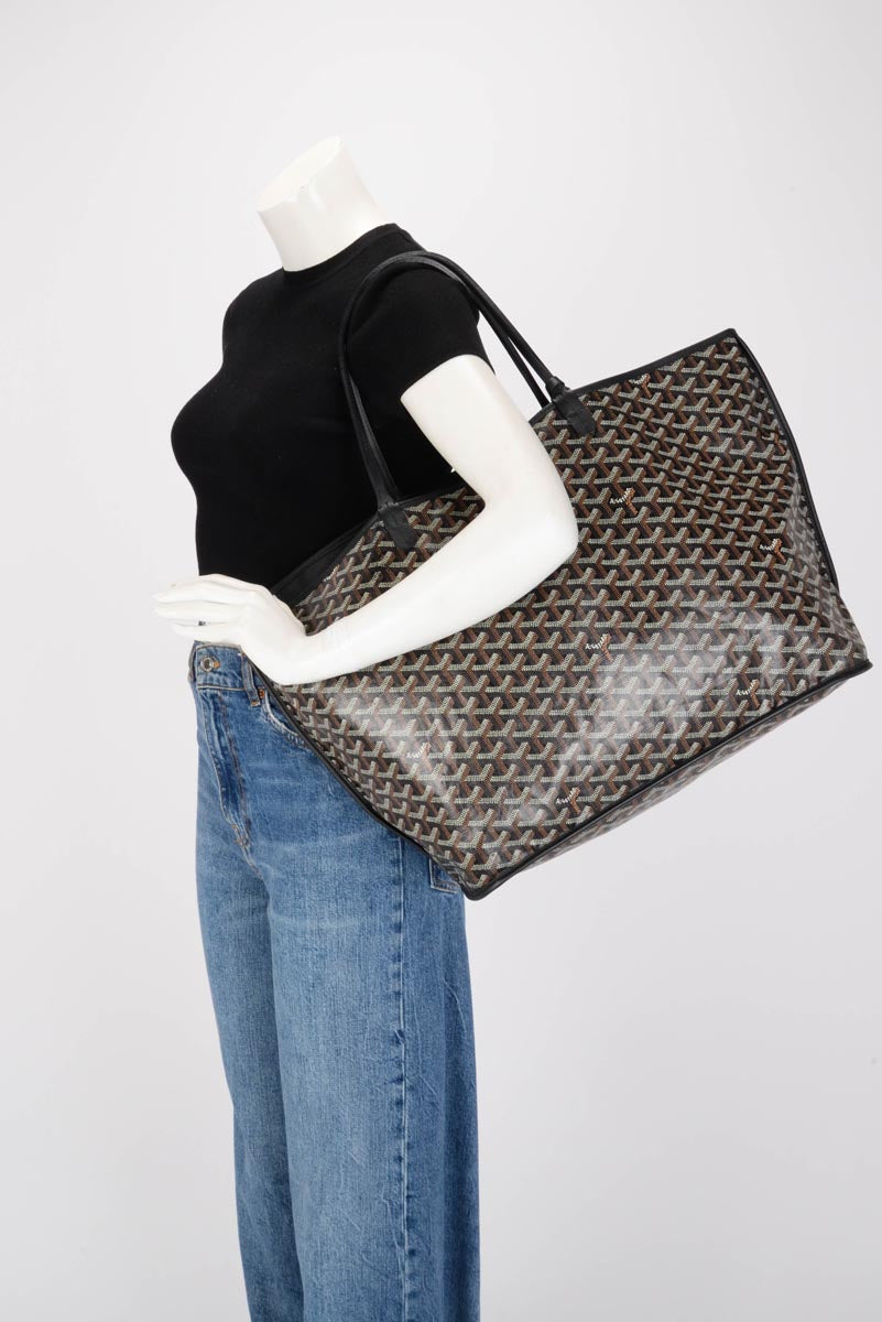 Goyard Black Leather & Goyardine Anjou GM