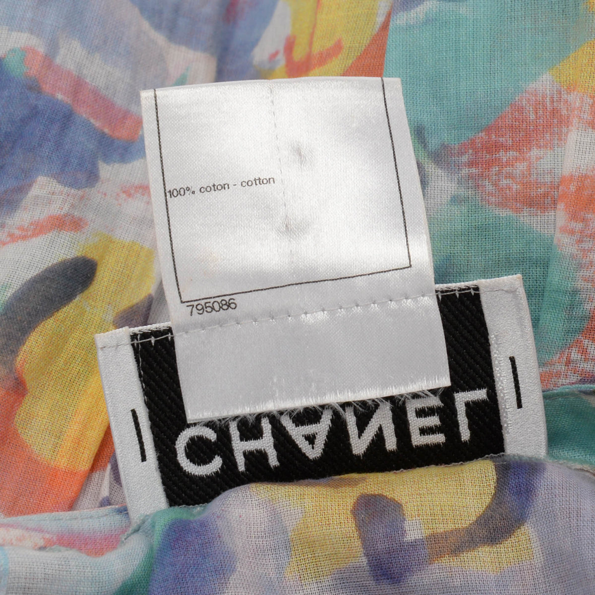 Chanel Multi-Colour Printed Cotton Gathered Mini Dress FR 38