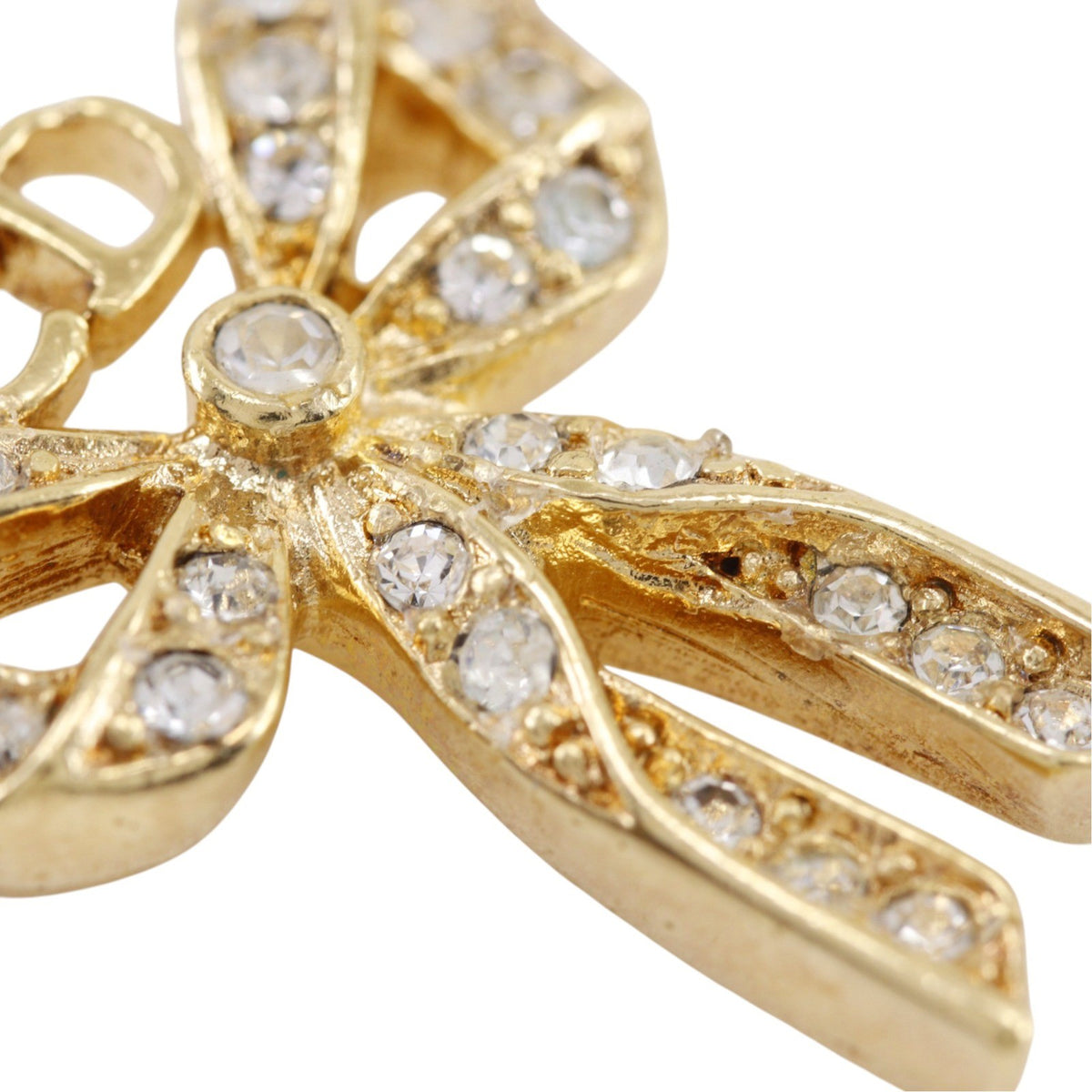 Dior Gold Tone Crystal Bow CD Pendant