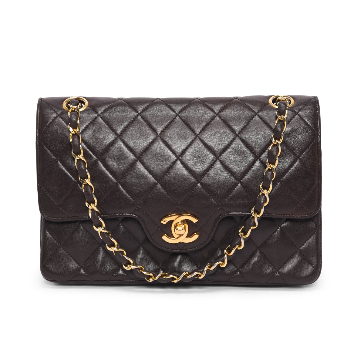 Chanel Vintage Brown Quilted Lambskin Small Flap Bag