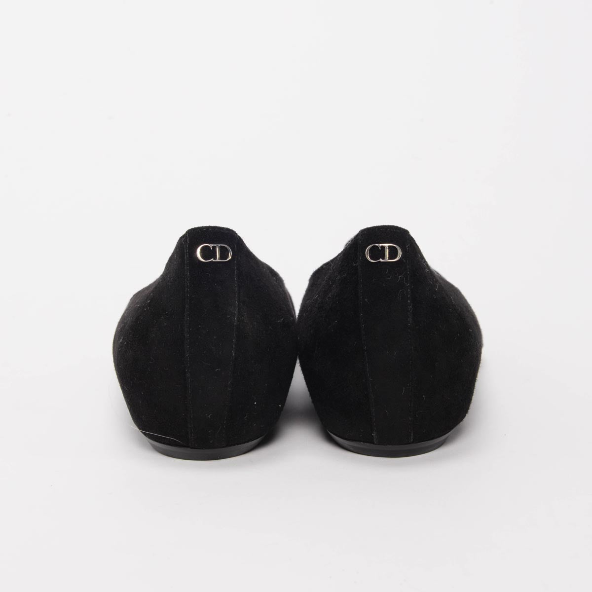 Dior Black Suede Rosette Flats 39.5