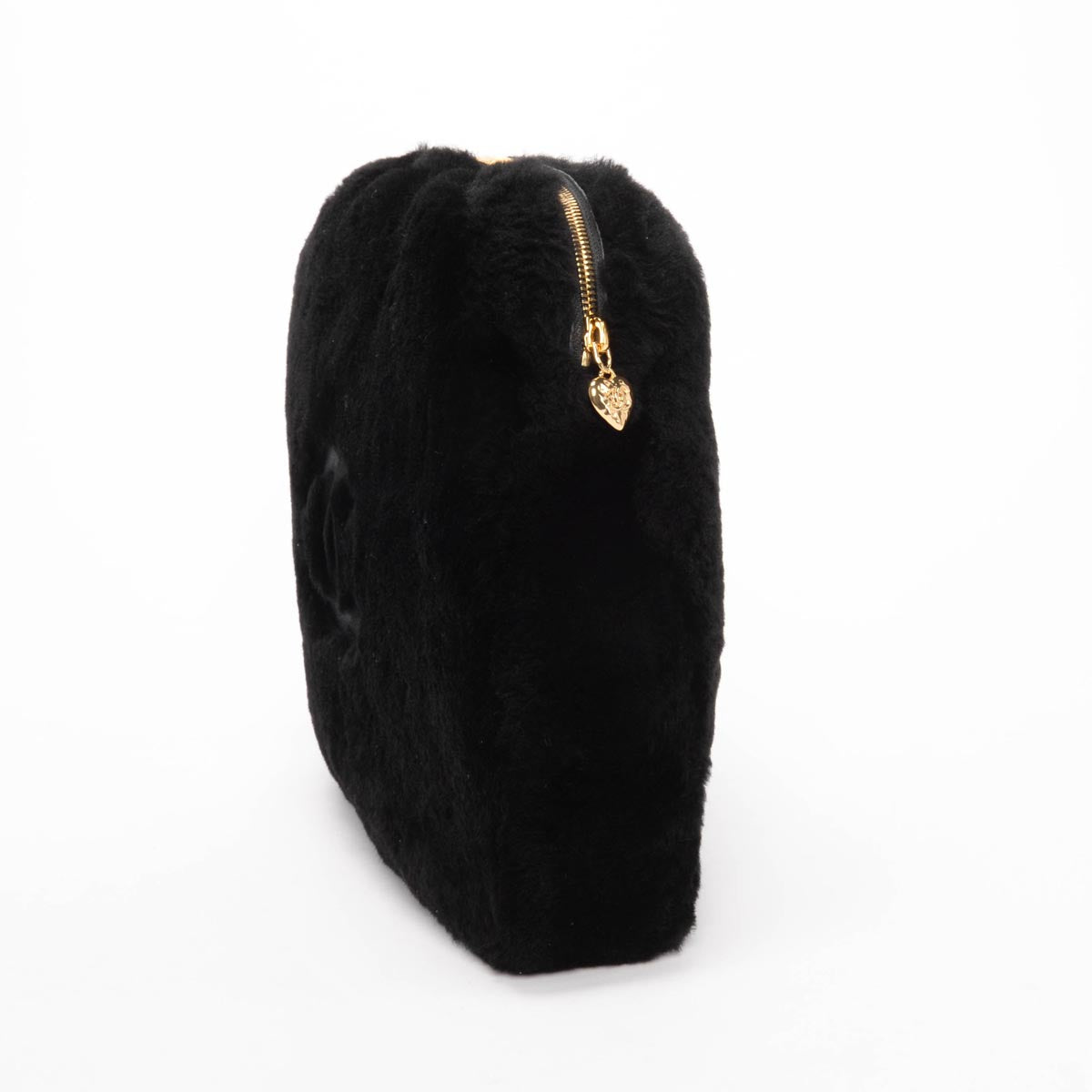 Chanel Black Shearling CC Travel Slippers & Pouch