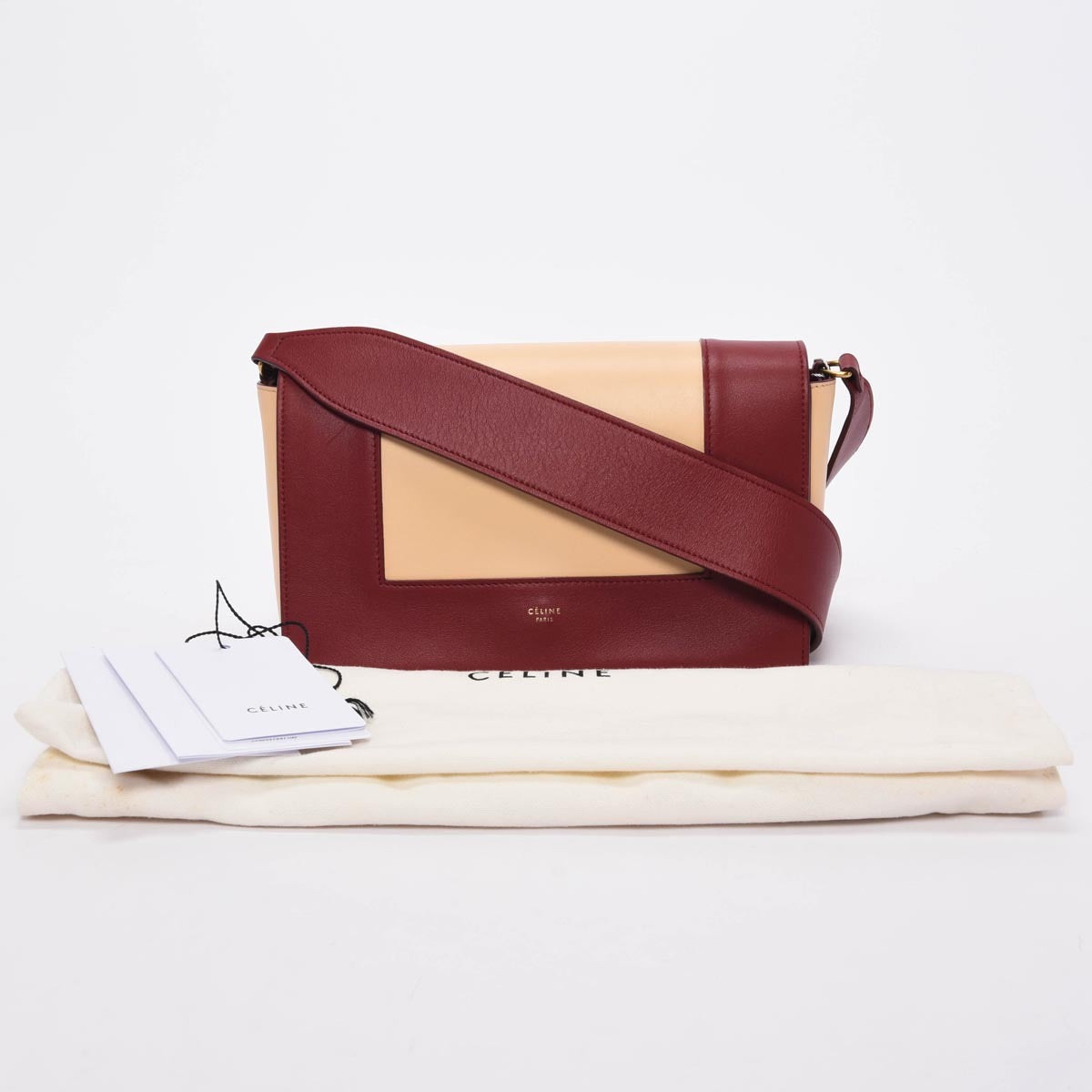 Celine Ruby & Nude Smooth Calfskin Medium Frame Bag