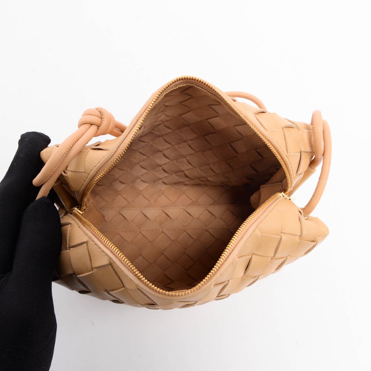Bottega Veneta Almond Intrecciato Small Loop Camera Bag