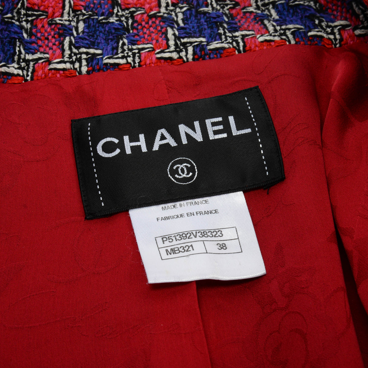 Chanel Pink & Purple Houndstooth Tweed Jacket FR 38