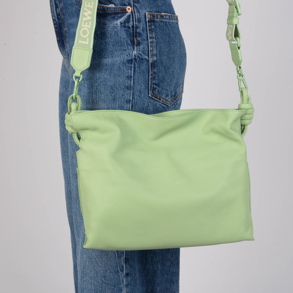 Loewe Mint Green Nappa Medium Monochrome Flamenco Clutch