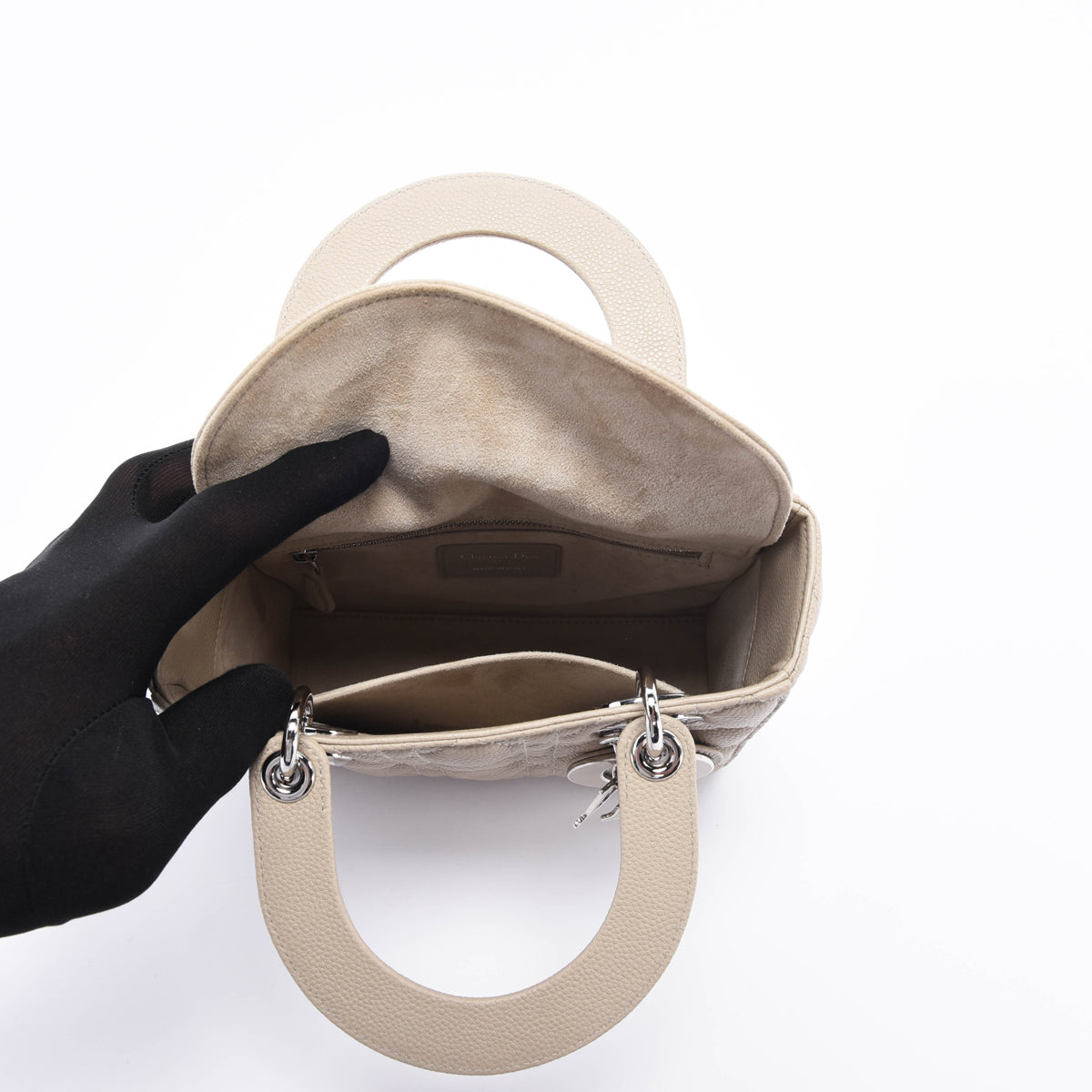 Dior Sand Cannage Grained Calfskin Small Lady Dior