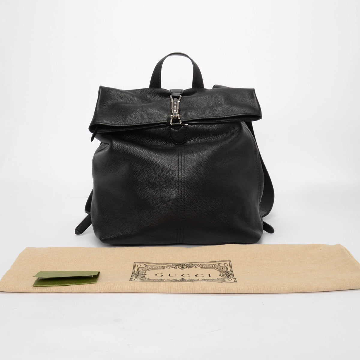 Gucci Black Grained Leather 1961 Jackie Backpack