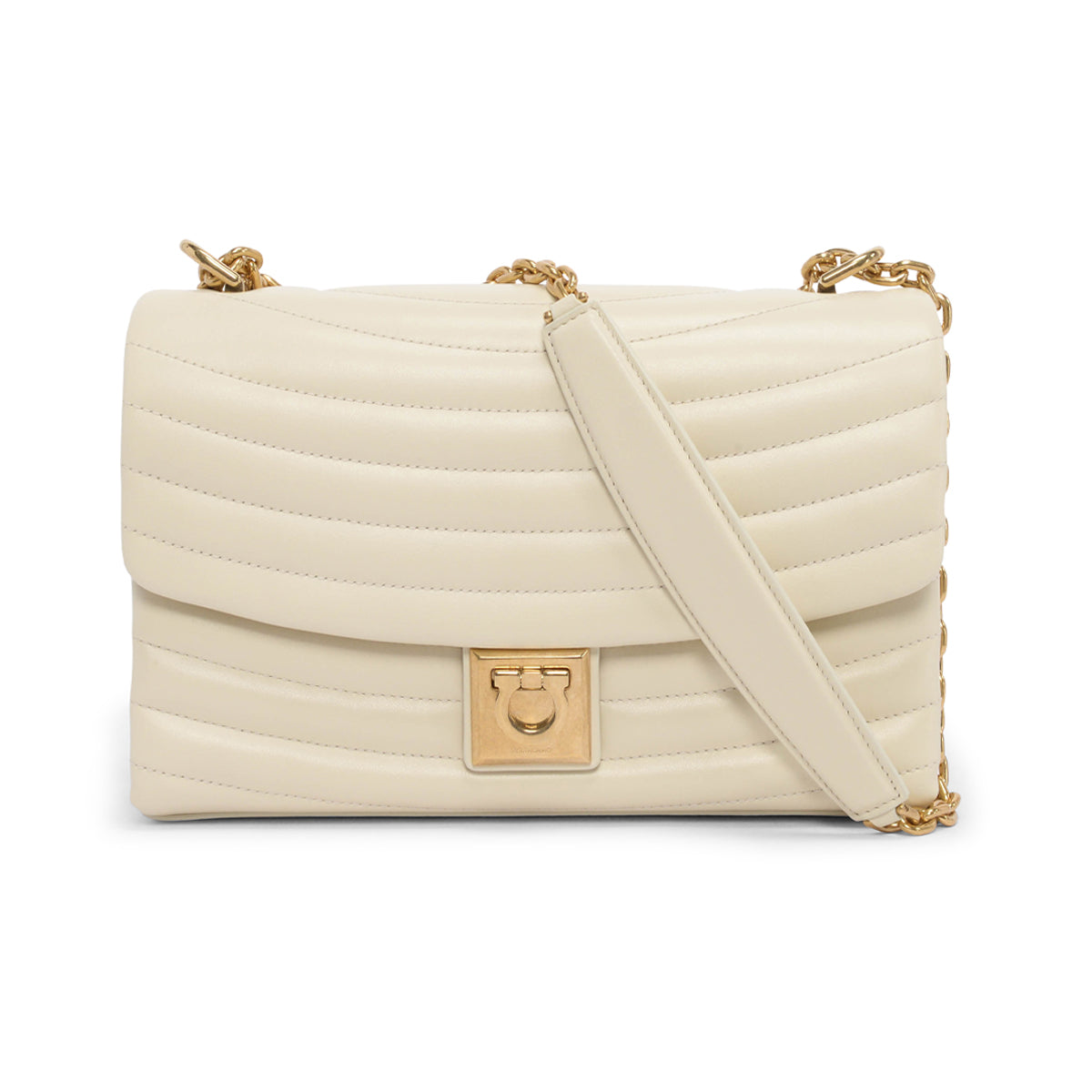 Ferragamo Marscapone Quilted Calfskin Medium Mat Flap Bag