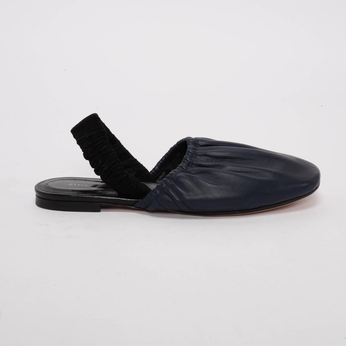 Celine Navy & Black Lambskin Slingback Flats 36.5