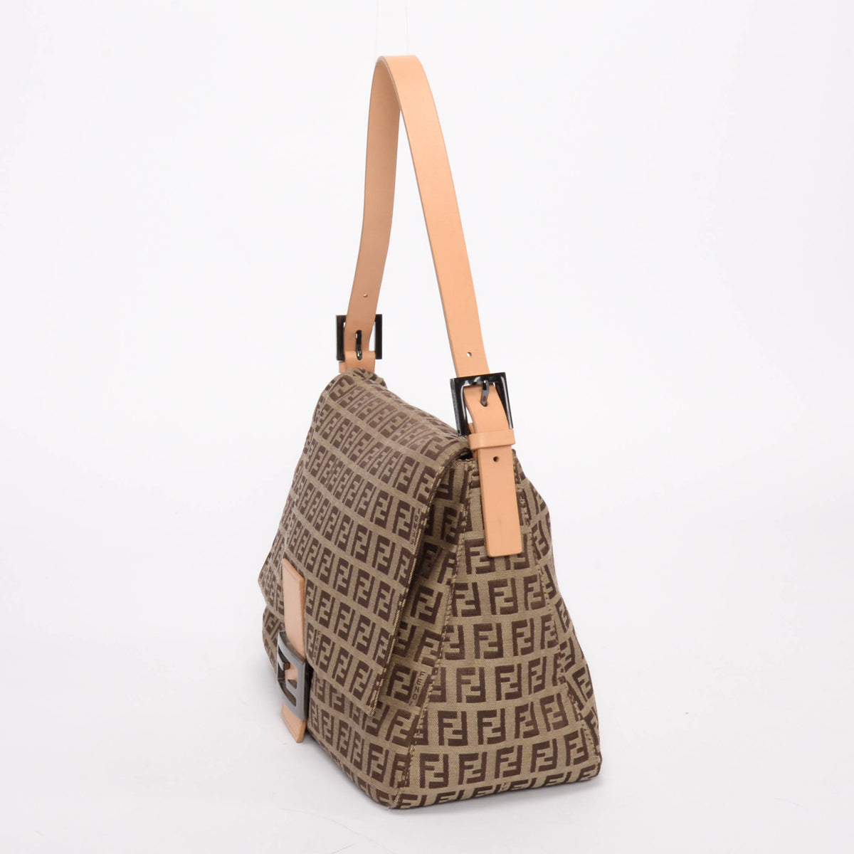 Fendi Brown Zucchino Canvas Mamma Baguette Bag