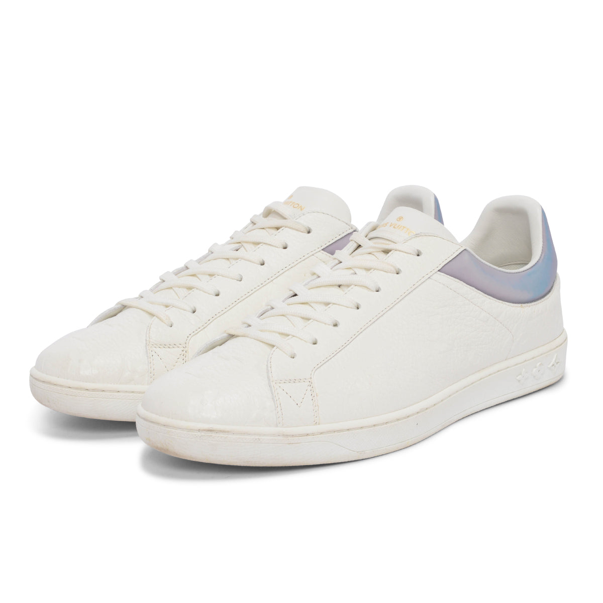 Louis Vuitton White Embossed Monogram Calfskin Luxembourg Sneakers 41.5