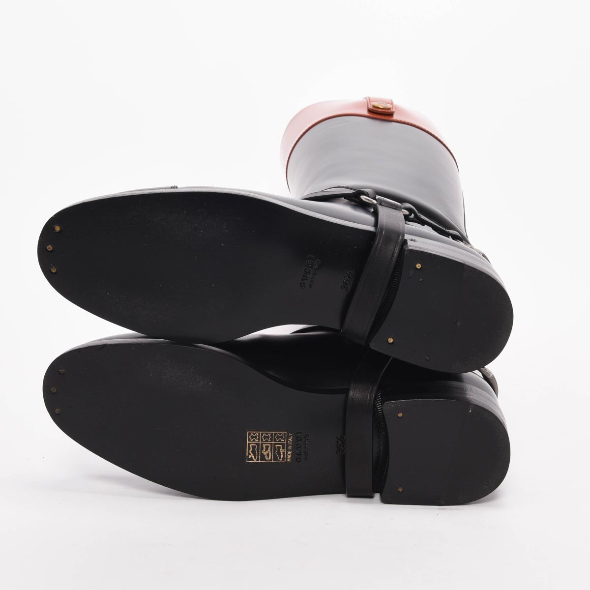 Gucci Black & Amber Calfskin Zelda Harness Boots 36.5