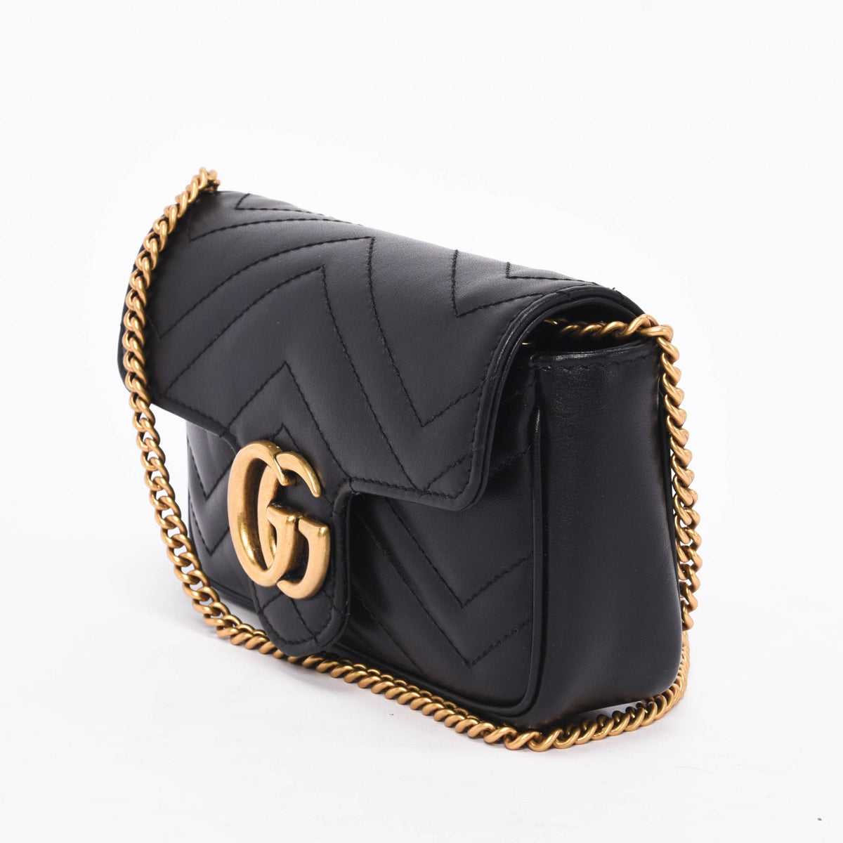 Gucci Black Matelasse GG Marmont Super Mini Bag