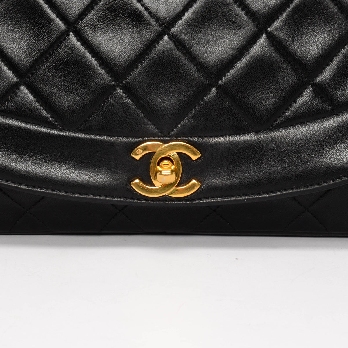 Chanel Vintage Black Quilted Lambskin Medium Diana Bag