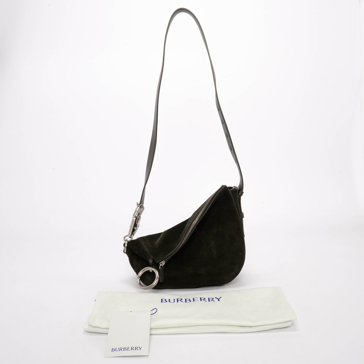 Burberry Dark Green Suede Small Knight Shoulder Bag