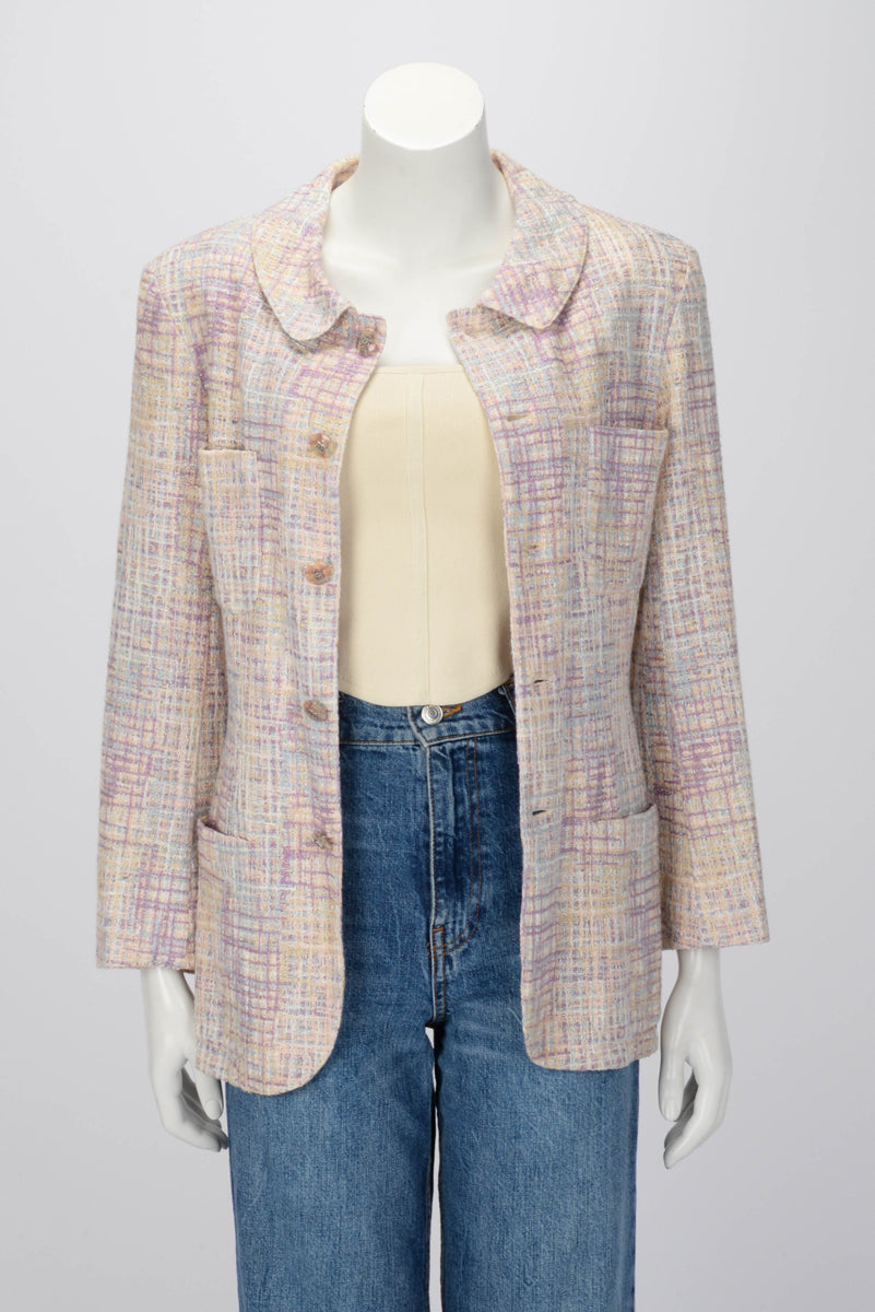 Chanel Pastel Check Four Pocket Jacket FR 38