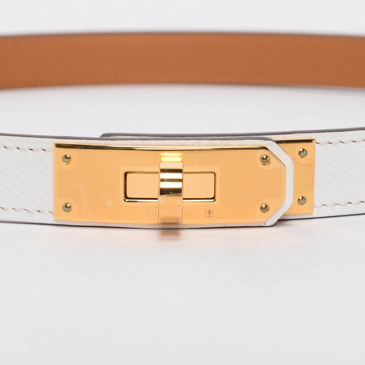 Hermes White Epsom Kelly 18 Belt
