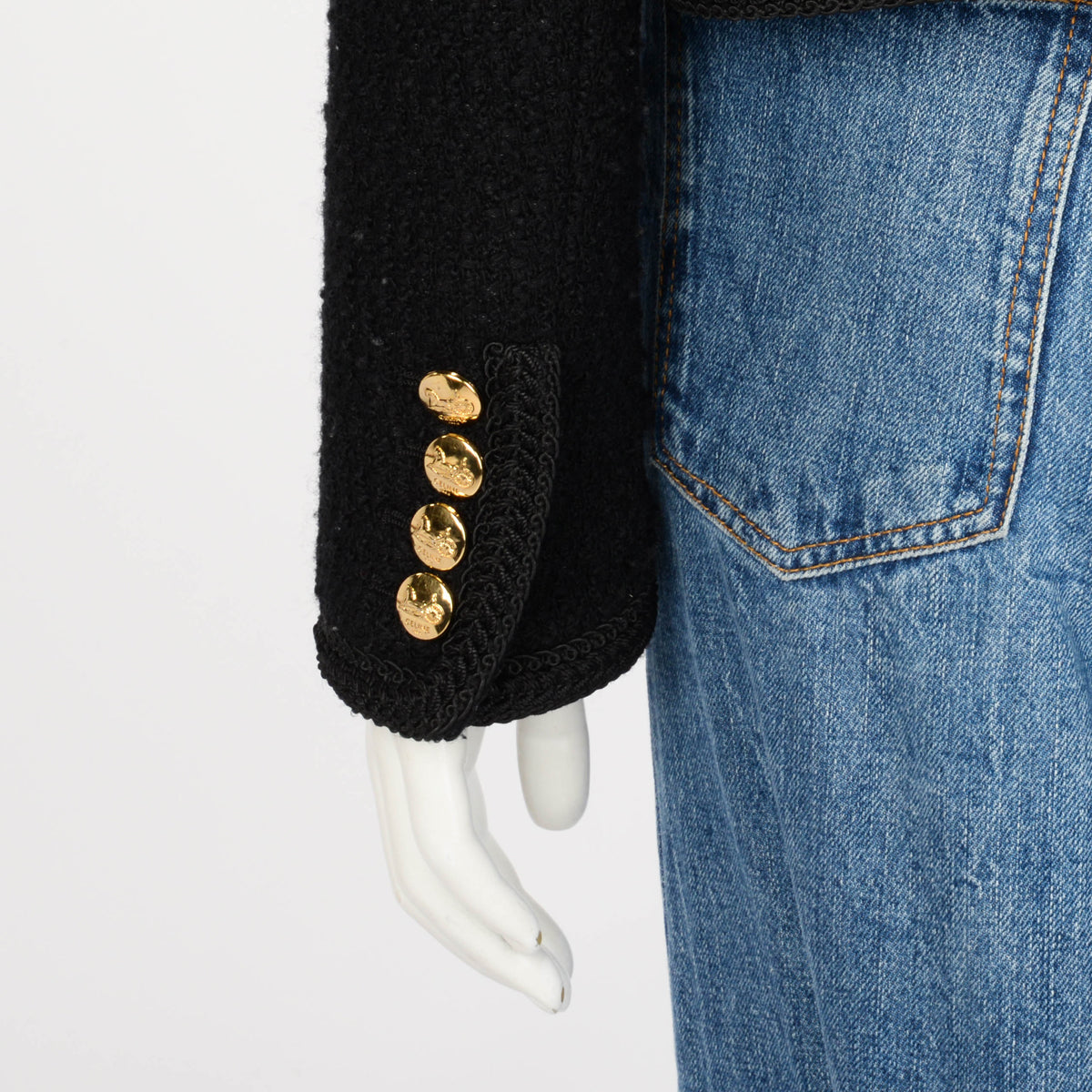 Celine Black Boucle Tweed Chasseur Jacket FR 42