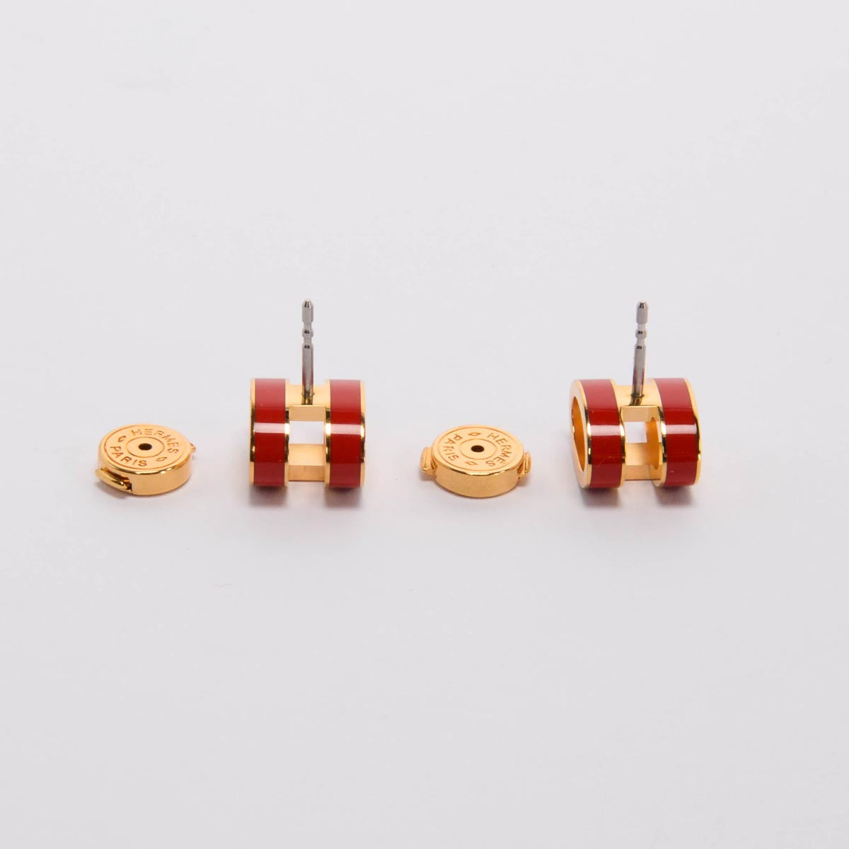 Hermes Rouge Vif Enamel Pop H Earrings