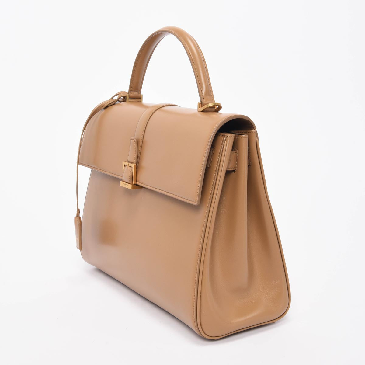 Saint Laurent Camel Calfskin Le Fermoir Top Handle Bag