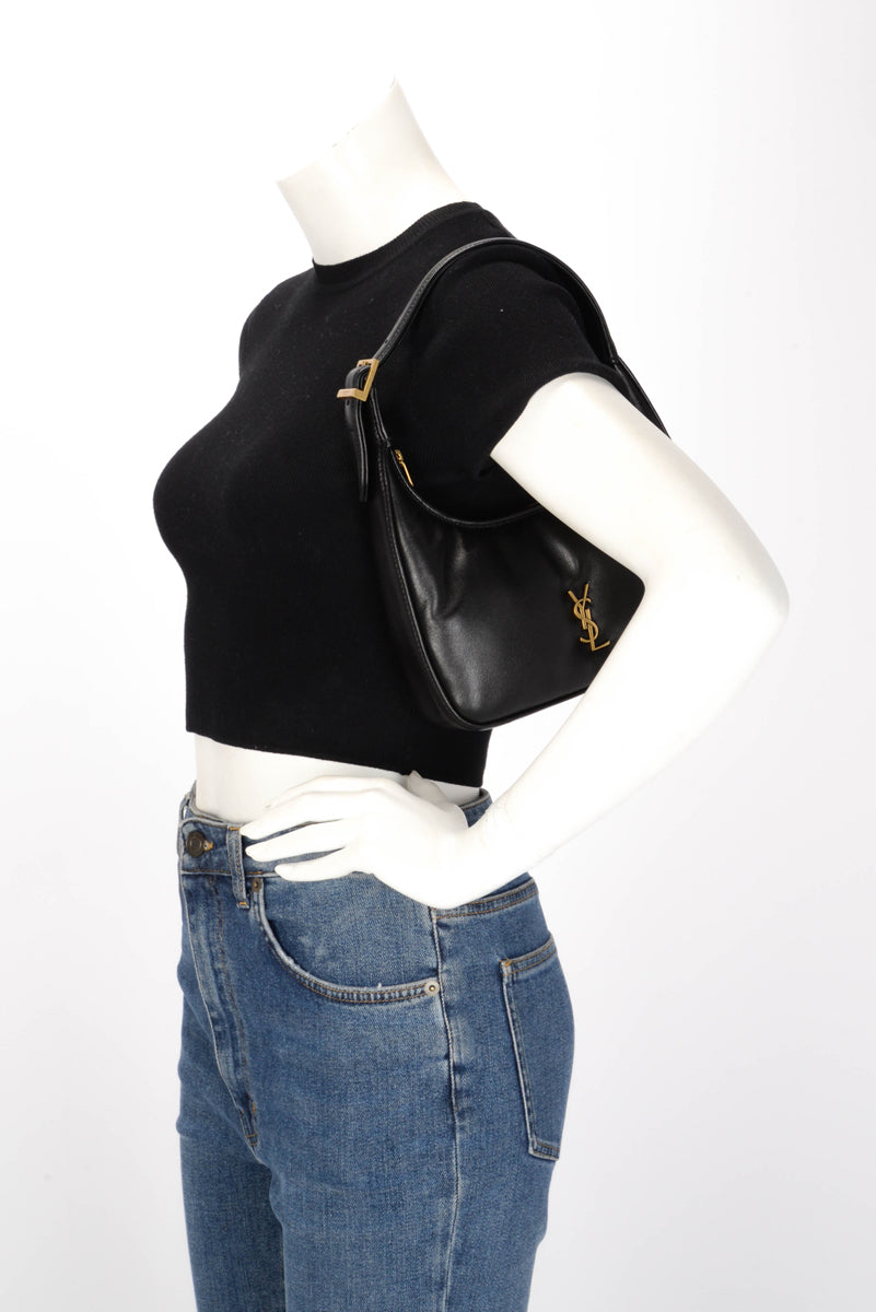 Saint Laurent Black Lambskin Mini Calypso Hobo Bag