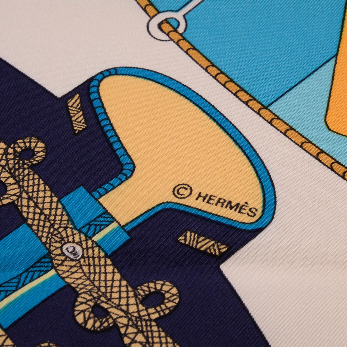 Hermes Blue Silk Circus Scarf 90