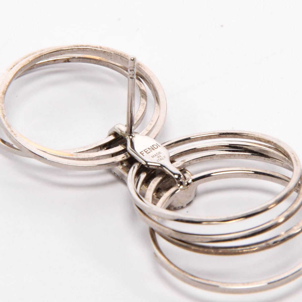 Fendi Silver Crystal O'Lock Hoop Earrings